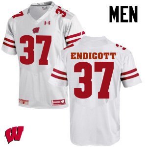 Men's Wisconsin Badgers NCAA #37 Andrew Endicott White Authentic Under Armour Stitched College Football Jersey NT31N64NG